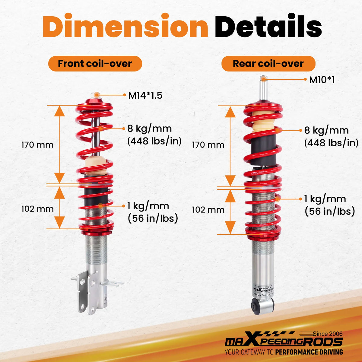 VW Golf MK1 Jetta MK1 Scirocco MK1 MK2 Coilover Suspension Kit Adjustable Height