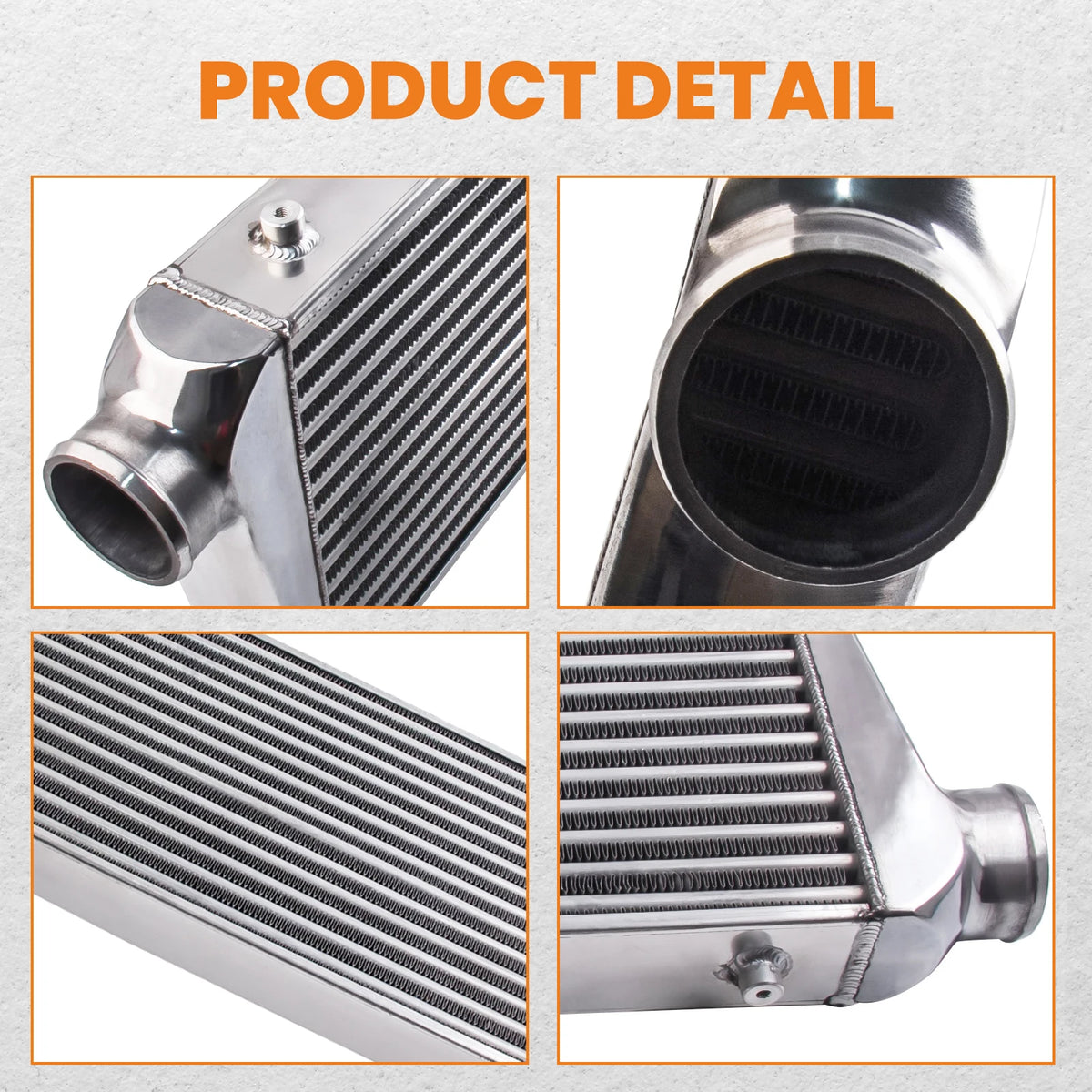 Universal Turbo Intercooler Kit 2.5" 63.5mm Aluminium Hard Pipe FMIC 4/6 Cyl