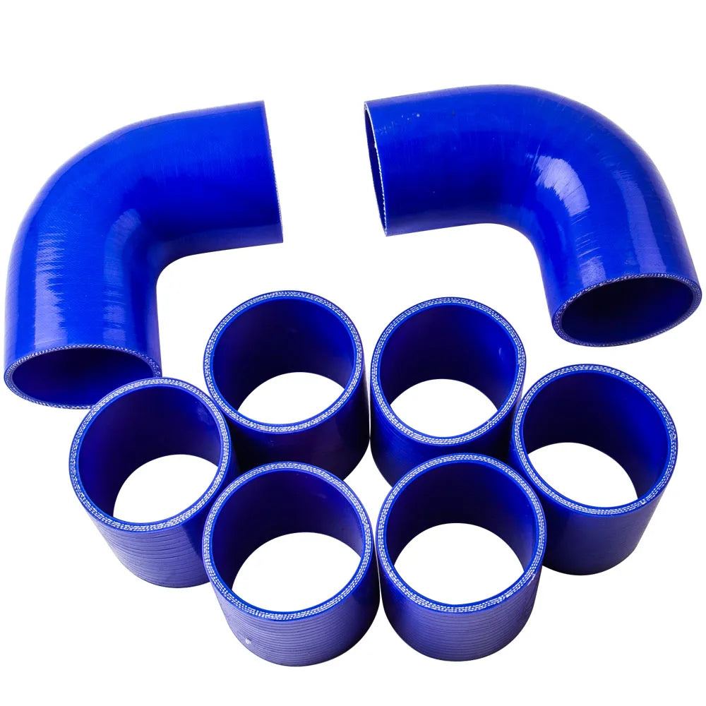 Universal Turbo Intercooler Kit 2.5" 63.5mm Aluminium Hard Pipe FMIC 4/6 Cyl