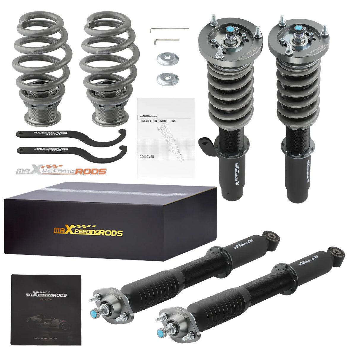 BMW E46 Coilover Suspension Kit 24-Way Adjustable Damper Lowering Springs RWD