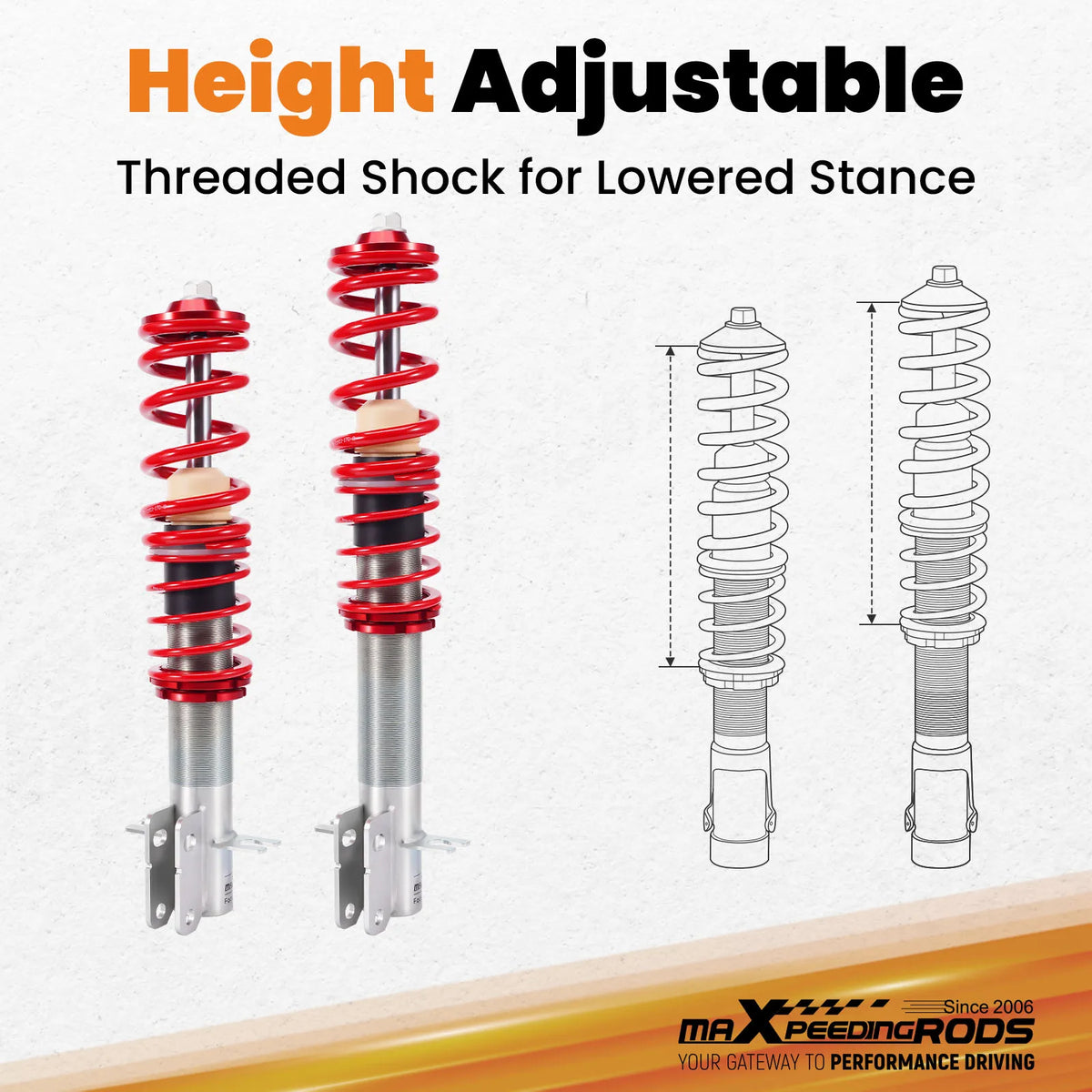 VW Golf MK1 Jetta MK1 Scirocco MK1 MK2 Coilover Suspension Kit Adjustable Height