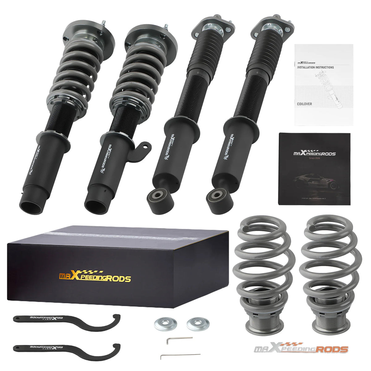 BMW E46 Coilover Suspension Kit 24-Way Adjustable Damper Lowering Springs RWD