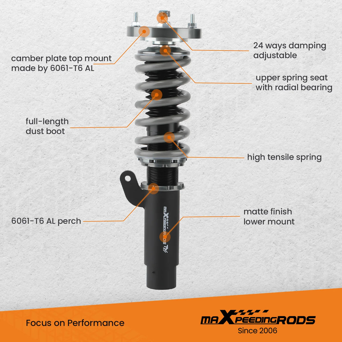 BMW E46 Coilover Suspension Kit 24-Way Adjustable Damper Lowering Springs RWD