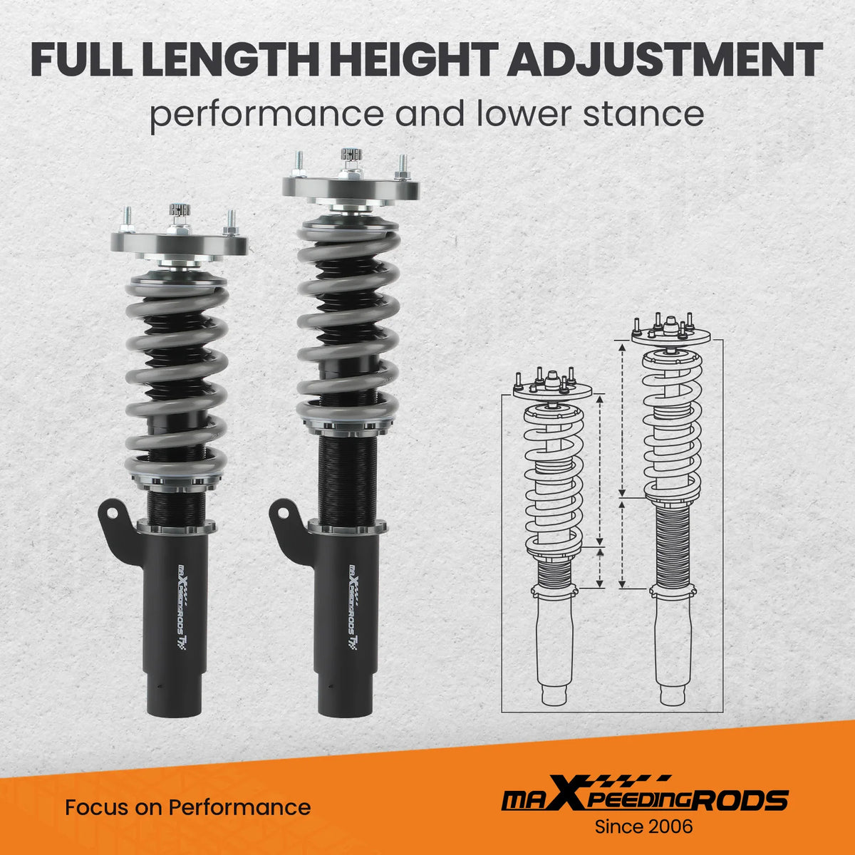 BMW E46 Coilover Suspension Kit 24-Way Adjustable Damper Lowering Springs RWD