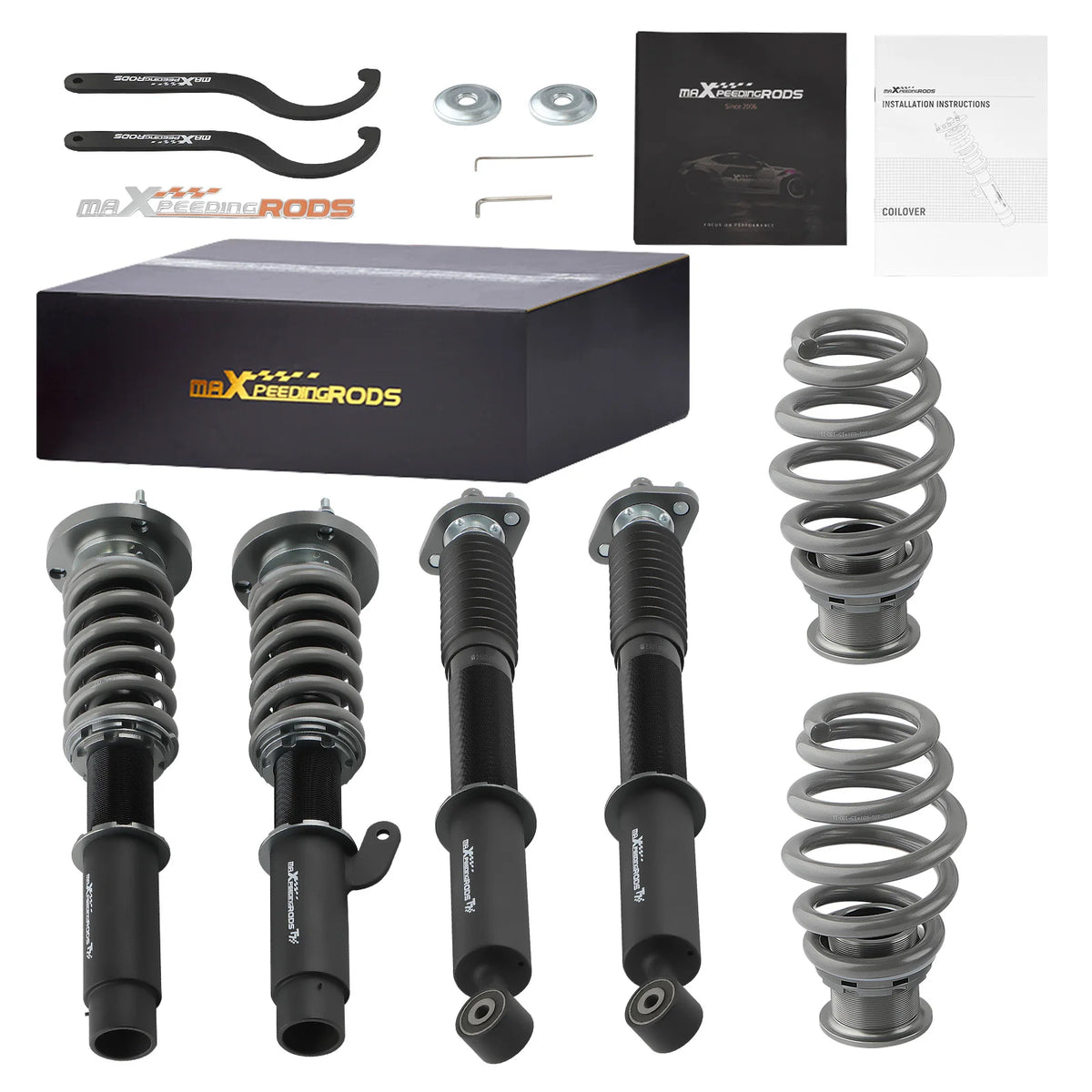 BMW E46 Coilover Suspension Kit 24-Way Adjustable Damper Lowering Springs RWD