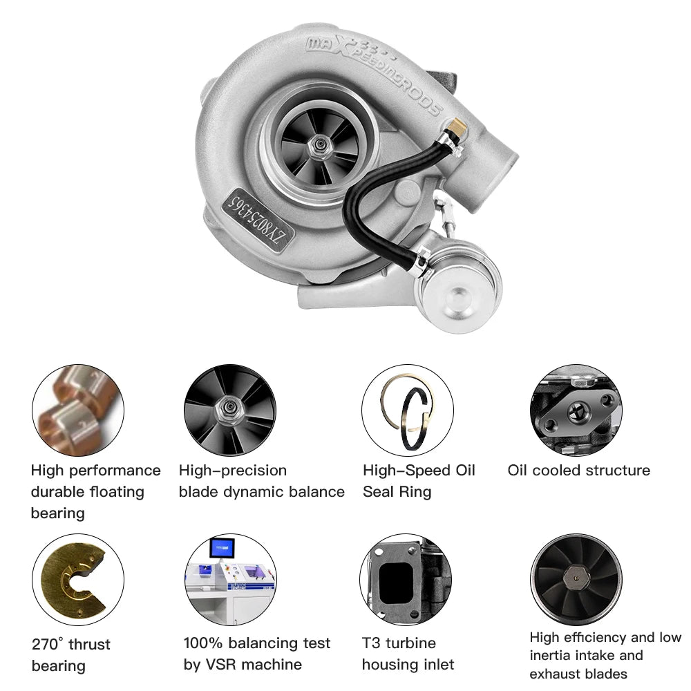 GT30 T3 T04E Turbocharger 1.5L–2.5L Up to 420HP V-Band T3 Flange Journal Bearing