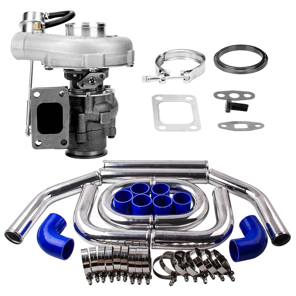 Universal T3 T4 Turbo V-Band Pipe Kit 2.5" 64mm Stainless Steel 4/6 Cyl 8pc