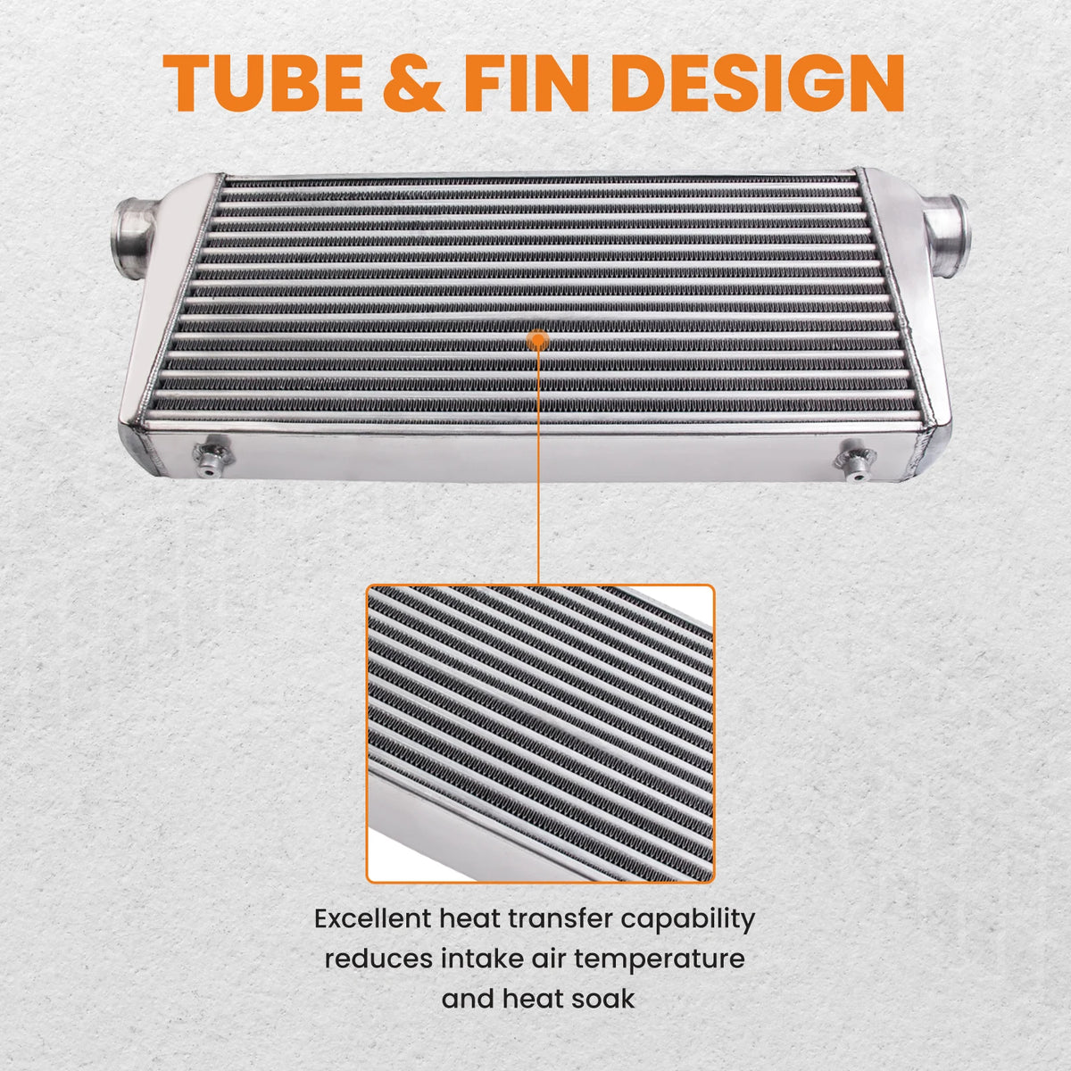 Universal Turbo Intercooler Kit 2.5" 63.5mm Aluminium Hard Pipe FMIC 4/6 Cyl